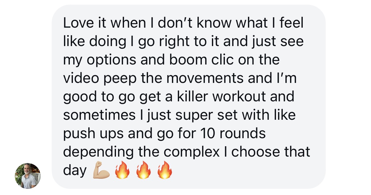 Testimonial from a member who uses the complex list when he isn't sure what to train